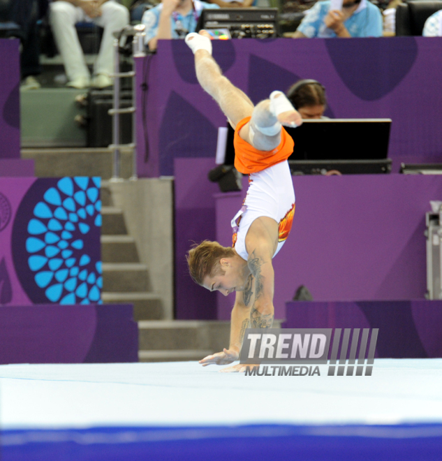 Azərbaycan gimnastı Oleq Stepko Avropa Oyunlarında gümüş medal qazandı. Bakı, Azərbaycan, 18 iyun 2015